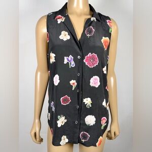 Equipment Femme Women’s Size Medium Sleeveless 100% Silk Floral Blouse